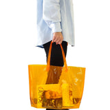 Orange PVC Shopping Bag High Handbag Waterproof Large Capacity