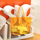 Orange PVC Shopping Bag High Handbag Waterproof Large Capacity