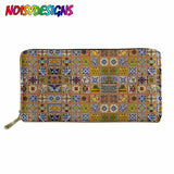 Orange Mexican Print Long Purse Women Travel Card Holder Coin Cases