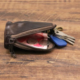 Leather Car Key Bag Unisex Round Key Holder Pouch