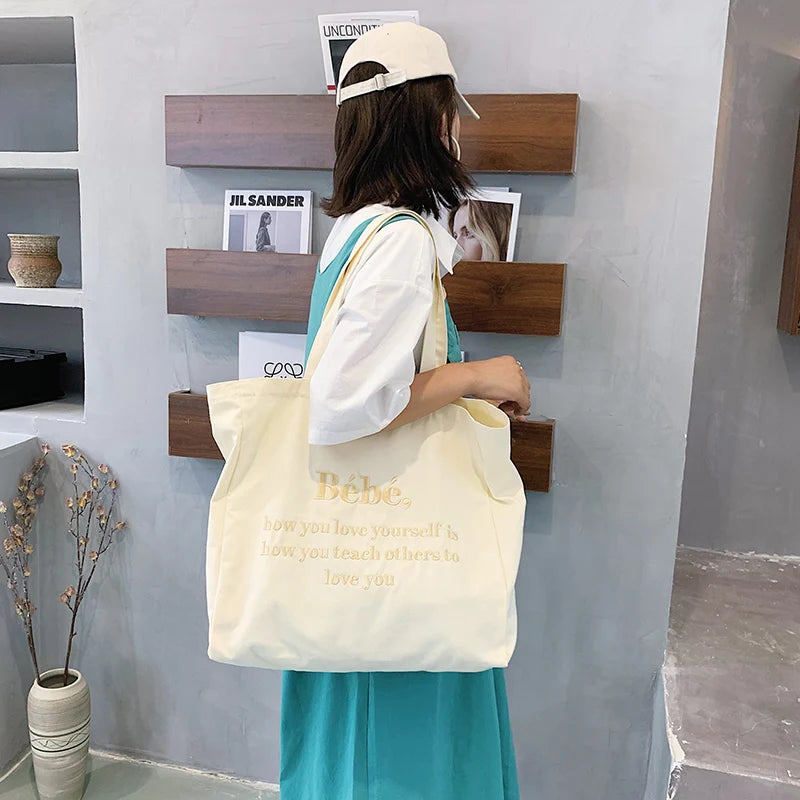 Canvas Shoulder Bag for College Students Class Lazy Style