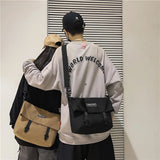Retro Shoulder Bag Couple Solid Messenger Bag Student Casual Function Sports