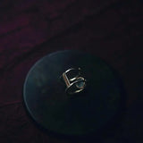 Chalcedony Double Diamond Egg Ball Ring Silver Jewelry