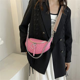 Ostrich Pattern Small Hobos Bag Leather Shoulder Crossbody Women Handbags