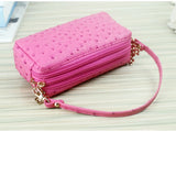 Ostrich Pattern PU Leather Women Clutch Bag Cosmetic Bag Makeup Bag