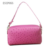 Ostrich Pattern PU Leather Women Clutch Bag Cosmetic Bag Makeup Bag