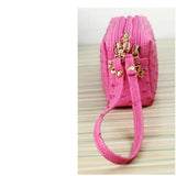 Ostrich Pattern PU Leather Women Clutch Bag Cosmetic Bag Makeup Bag