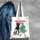 Our Flag Means Death Cat Flag Women Large Handbags Canvas Tote Beach Bag
