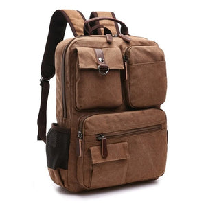 Vintage Canvas Laptop Backpack 15.6 inch Multifunctional Rucksack