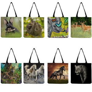 Large Capacity Horse Ladies Shoulder Bag Eco Friendly Elephant Print