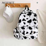 Nylon School Backpacks Girls Cow Letter Print Shoulder Bags