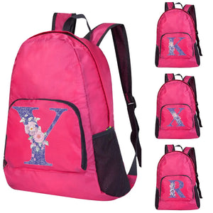 Purple Flower Letter Print Outdoor Sports Backpack