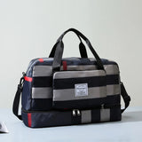 Plaid Gym Bag Wet Dry Separation Handbag Men Women Travel Shoulder Luggage