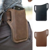 Men Leather Vertical Pockets Multifunctional Outdoor Belt Phone Bag