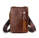 Retro Cowhide Waist Bag for Men - Small Phone Belt Bag