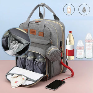 Outting Folding Mummy Bag Diaper Bag Large Capacity Backpack