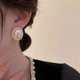 Metal Pearl Earrings Studs European American Style