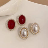 Metal Pearl Earrings Studs European American Style