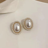 Metal Pearl Earrings Studs European American Style