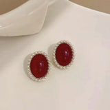 Metal Pearl Earrings Studs European American Style