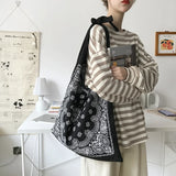 Large Paisley Printing Slouch Bag Women Casual Shopper Bag
