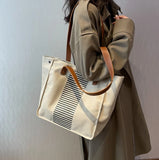 Women Canvas Work Laptop Tote Bag Big Capacity Commuter Weekender Bag