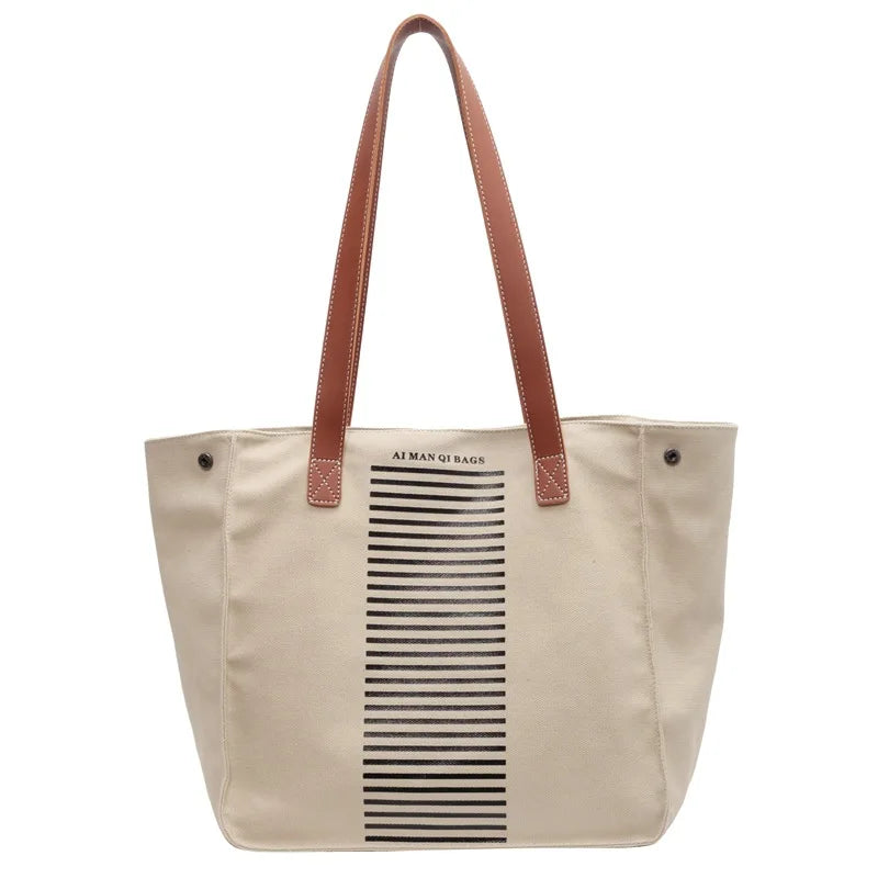 Women Canvas Work Laptop Tote Bag Big Capacity Commuter Weekender Bag