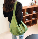 Oversized Female Casual Canvas Slouchy Shoulder Bag