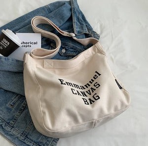 Large Canvas Slouchy Sling Shoulder Bag