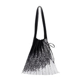 Fem. Knitted Pleated Graffiti Bag Big Capacity Portable Shopping Pouch