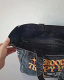 90s Y2K Style Embroidery Tote Bag Hip Hop School Laptop Work Overnight Bag