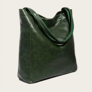 Women's Oversized Tote Handbag Vintage Style Solid Soft Pu Leather Purse