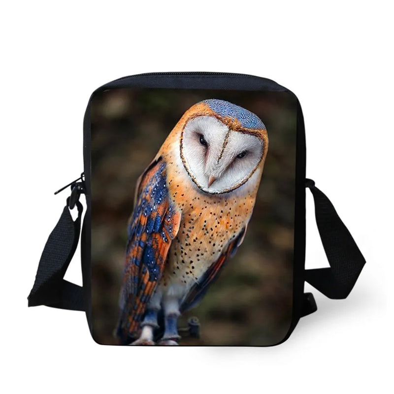 Kids Boy Owl Print Diagonal Bag Cross-body Shoulder Bag