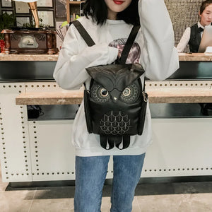 Owl Shape Embossed Shoulder Backpack Bags Satchel Travel Bag Womens' PU Backpack