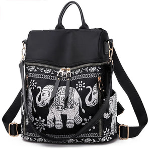 Elephant Print Travel Backpack Women School Bag Mochilas