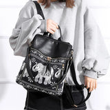 Elephant Print Travel Backpack Women School Bag Mochilas