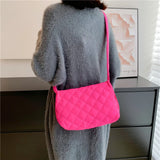 Women's Embroidered Shoulder Bag w/ Rhombus Design