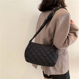 Women's Embroidered Shoulder Bag w/ Rhombus Design