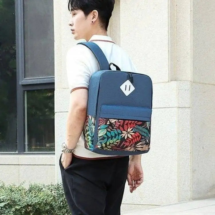 Oxford Three-Piece Backpack Personality Contrast Embroidered Bohemian Handbag