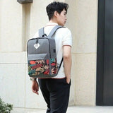 Oxford Three-Piece Backpack Personality Contrast Embroidered Bohemian Handbag