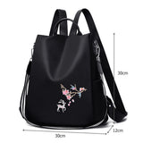 Oxford Women Backpack Embroidery Print School Shoulder Bags Anti-theft