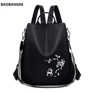 Embroidery Print Travel Backpack School Shoulder Bag
