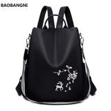 Embroidery Print Travel Backpack School Shoulder Bag