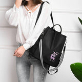 Oxford Women Backpack Embroidery Print School Shoulder Bags Anti-theft