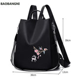 Embroidery Print Travel Backpack School Shoulder Bag