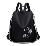 Oxford Women Backpack Embroidery Print School Shoulder Bags Anti-theft
