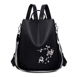 Oxford Women Backpack Embroidery Print School Shoulder Bags Anti-theft
