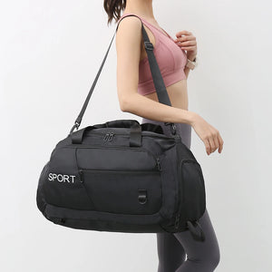 Oxford Women Shoulder Bags Waterproof Sports Gym Bag with Shoes Compartment