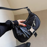 Oxford Women's Shoulder Bag Half Moon Handbag Y2K Tote Purse