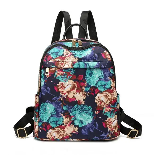Waterproof Oxford Cloth Backpack Women Print Multifunction Shoulder Bag